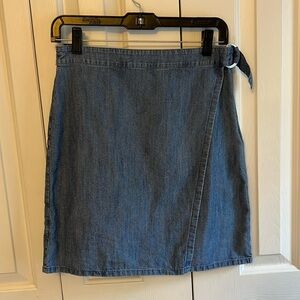 JJILL Cotton and Tencel Denim Wrap-Style Skirt - XS